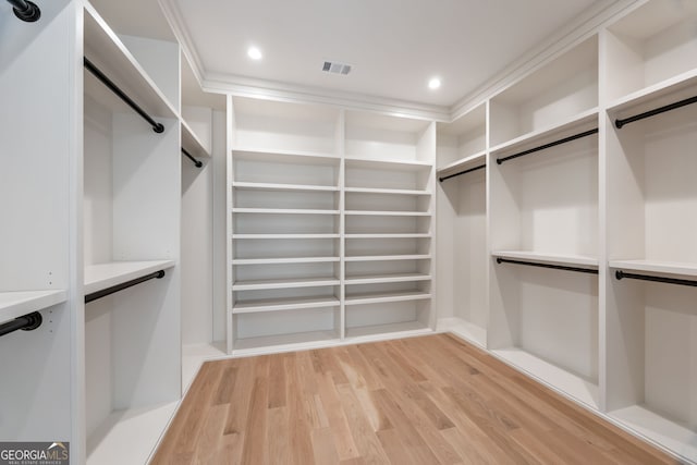 walk in closet featuring light hardwood / wood-style floors