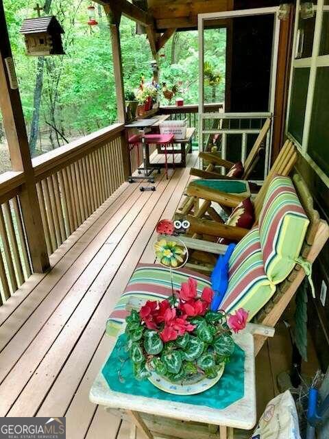 wooden terrace with covered porch