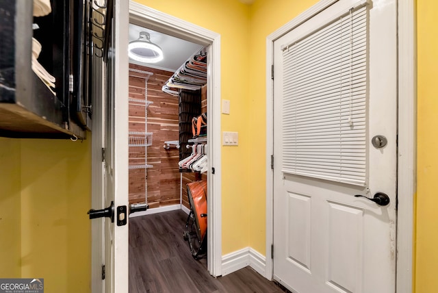 interior space featuring dark wood-type flooring