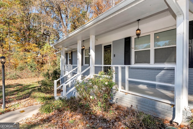 view of home's exterior with a porch