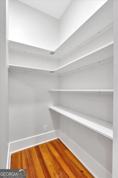 walk in closet featuring wood-type flooring