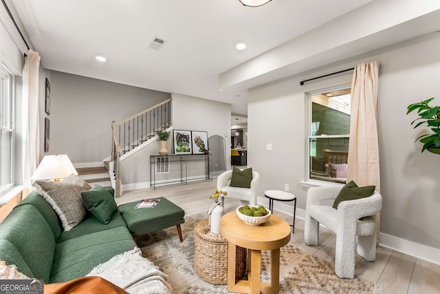 living room featuring light hardwood / wood-style flooring