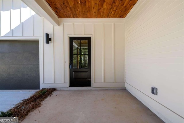 entrance to property with a garage