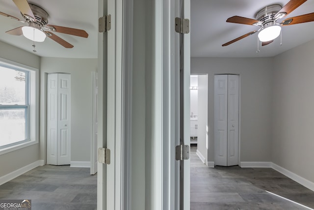 corridor featuring light wood-type flooring