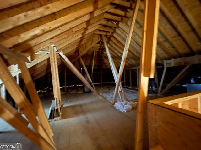 view of unfinished attic