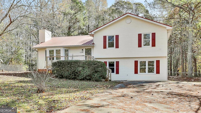 view of split level home