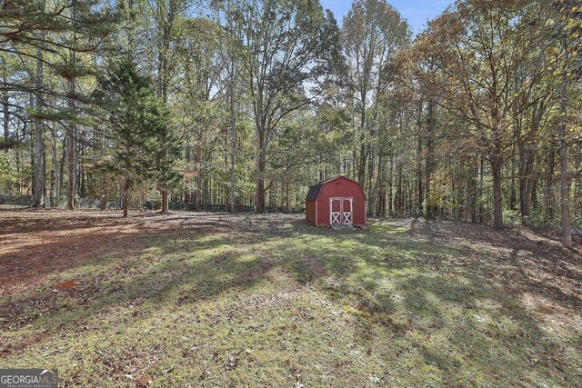 view of yard with a shed