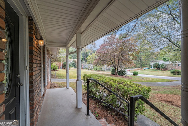 view of patio featuring a porch