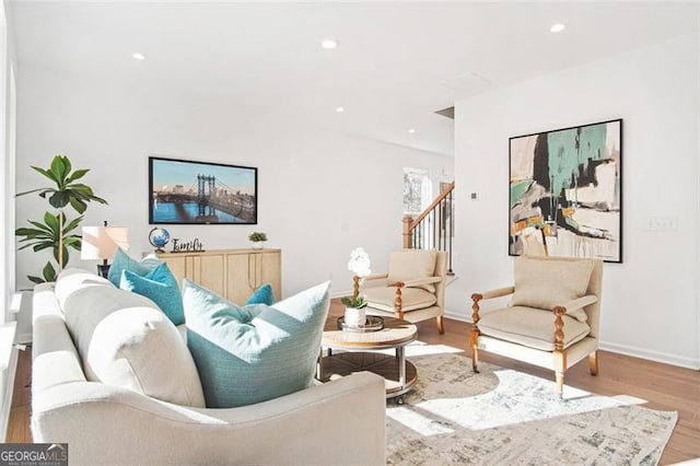 living room with wood-type flooring