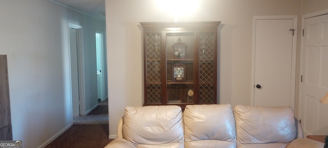 living room with carpet flooring