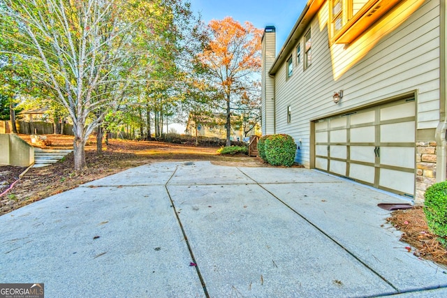 exterior space featuring a garage