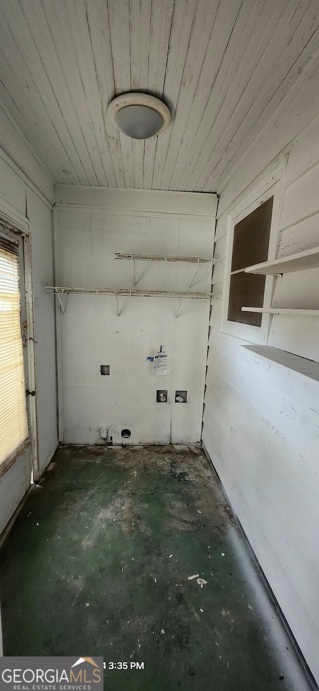 washroom featuring wood ceiling