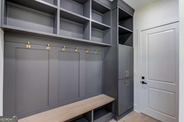 mudroom with light wood-type flooring