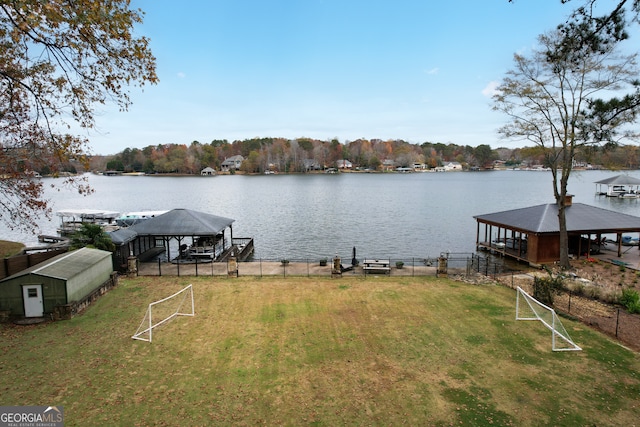 dock area featuring a water view