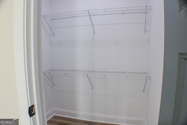 walk in closet featuring hardwood / wood-style flooring