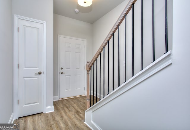 entryway with light hardwood / wood-style flooring