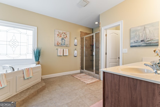 2202 Escalade Ct, Conyers, GA 30094 - full bath with a shower stall, vanity, a bath, and tile patterned flooring