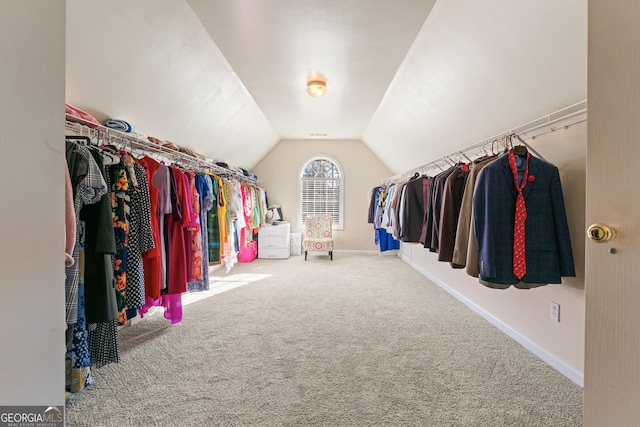 2202 Escalade Ct, Conyers, GA 30094 - walk in closet featuring carpet floors and lofted ceiling