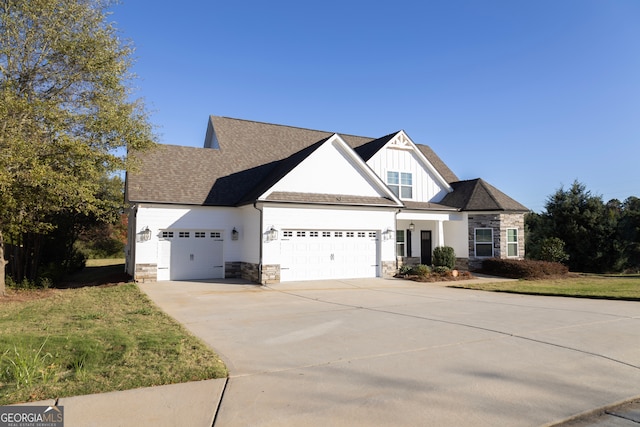 craftsman inspired home with a garage