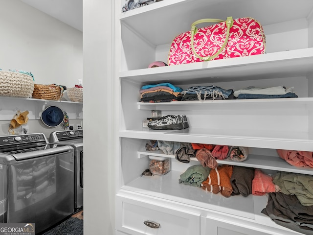 interior space featuring washing machine and clothes dryer