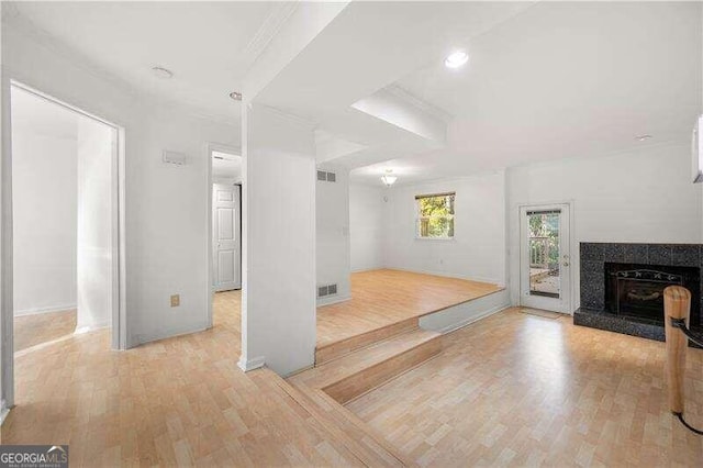 living room featuring light hardwood / wood-style flooring