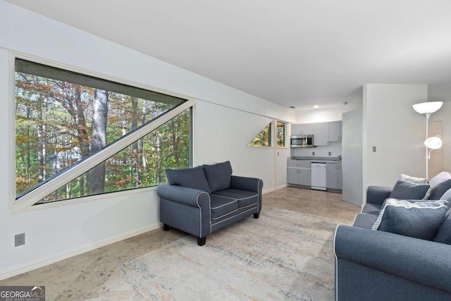 living room featuring plenty of natural light