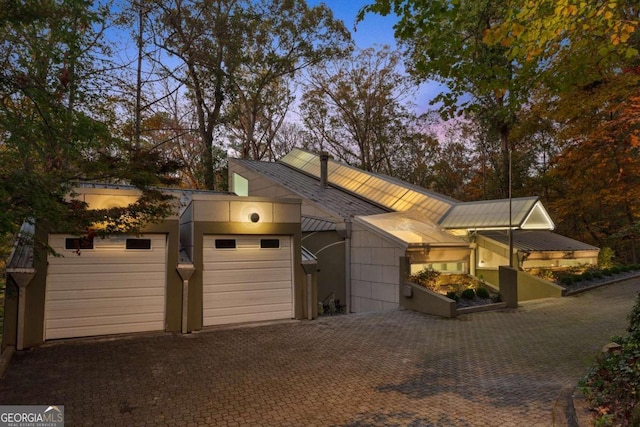 contemporary home with a garage