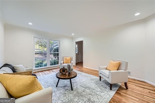 living room featuring light hardwood / wood-style flooring