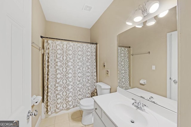 727 Pear Grove Pl, Marietta, GA 30066 - full bath featuring vanity, toilet, tile patterned floors, and shower / bath combo