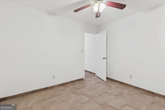 unfurnished room featuring ceiling fan