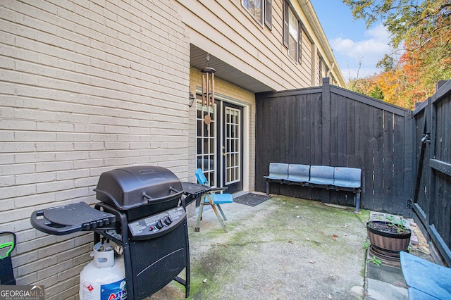 view of patio / terrace featuring a grill