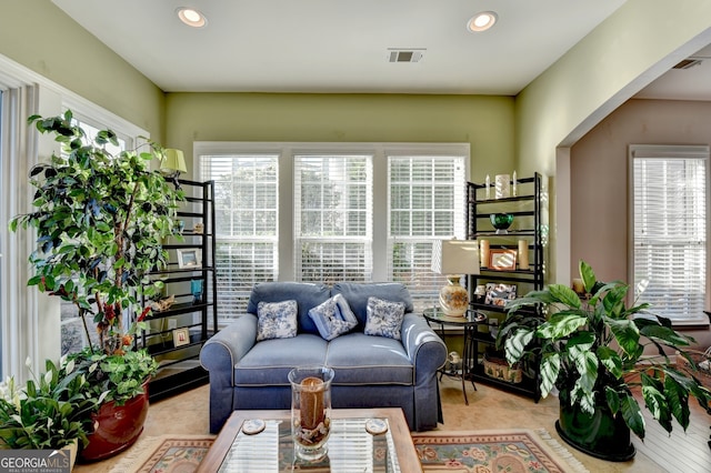 living room with carpet floors