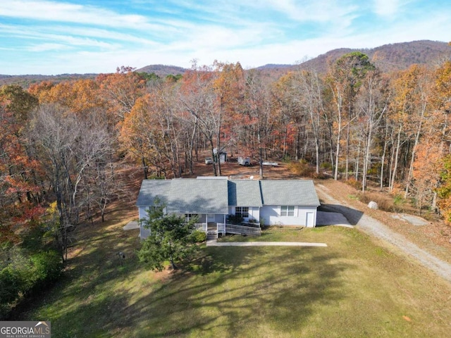 bird's eye view featuring a mountain view