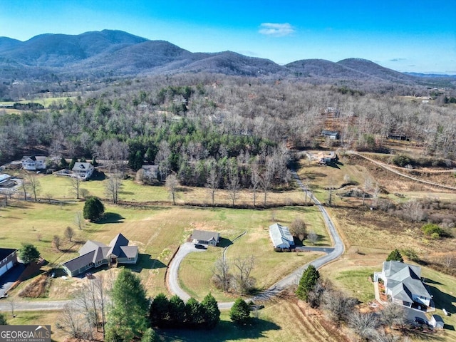 bird's eye view with a mountain view