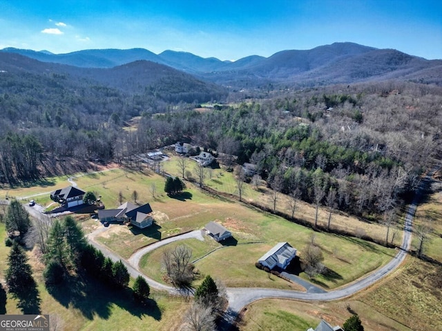 aerial view with a mountain view