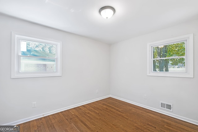 spare room featuring wood-type flooring