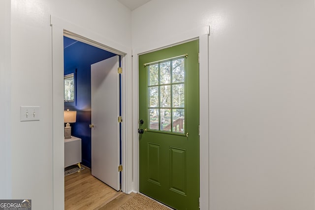 doorway featuring light wood-type flooring