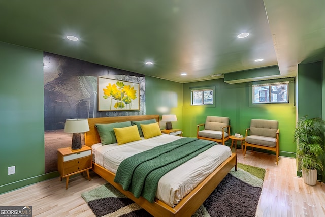 bedroom featuring light hardwood / wood-style floors