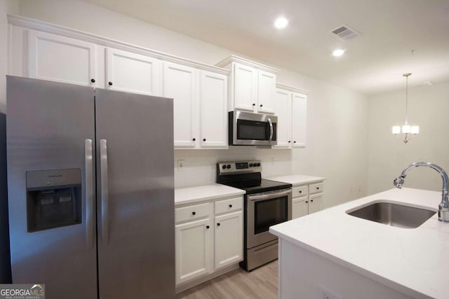 kitchen with white cabinetry, sink, dark hardwood / wood-style flooring, an island with sink, and appliances with stainless steel finishes