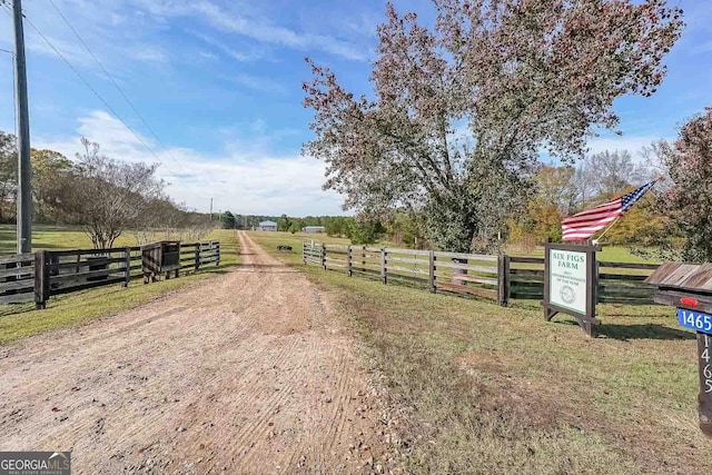 view of street featuring a rural view