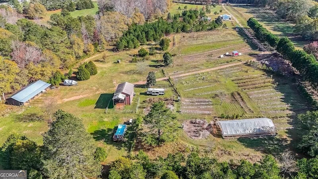 aerial view featuring a rural view