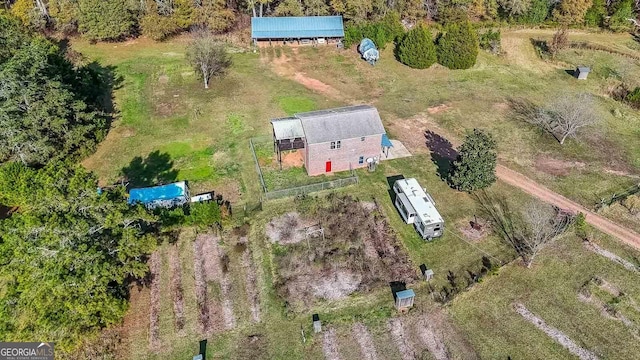 aerial view with a rural view