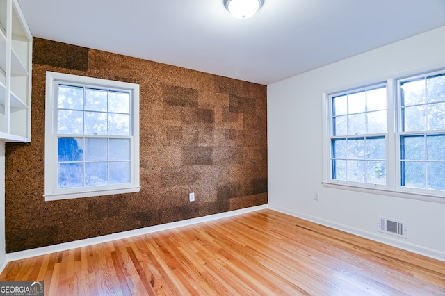 unfurnished room featuring a healthy amount of sunlight and wood-type flooring