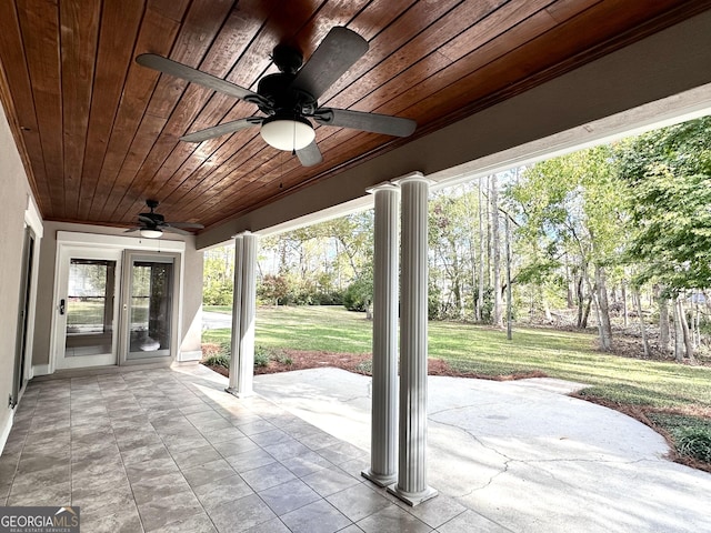 view of patio with ceiling fan