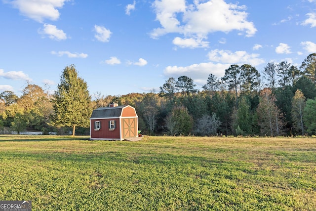 view of yard with a shed