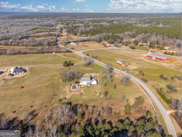 bird's eye view featuring a rural view