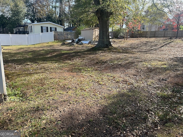 view of yard with a shed