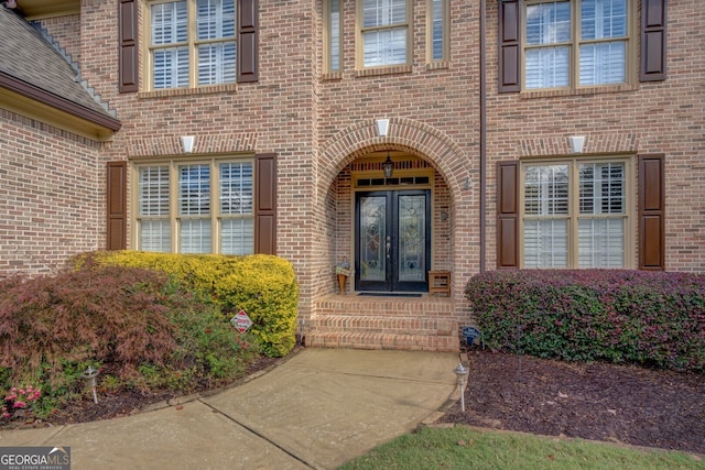 property entrance with french doors