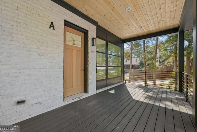 exterior space featuring wooden ceiling