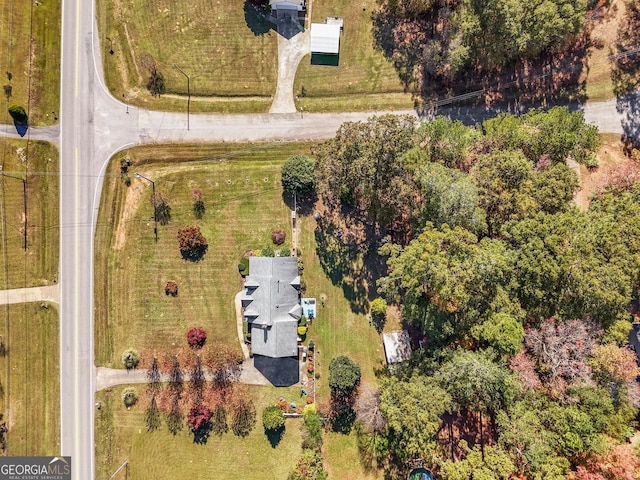 drone / aerial view with a rural view